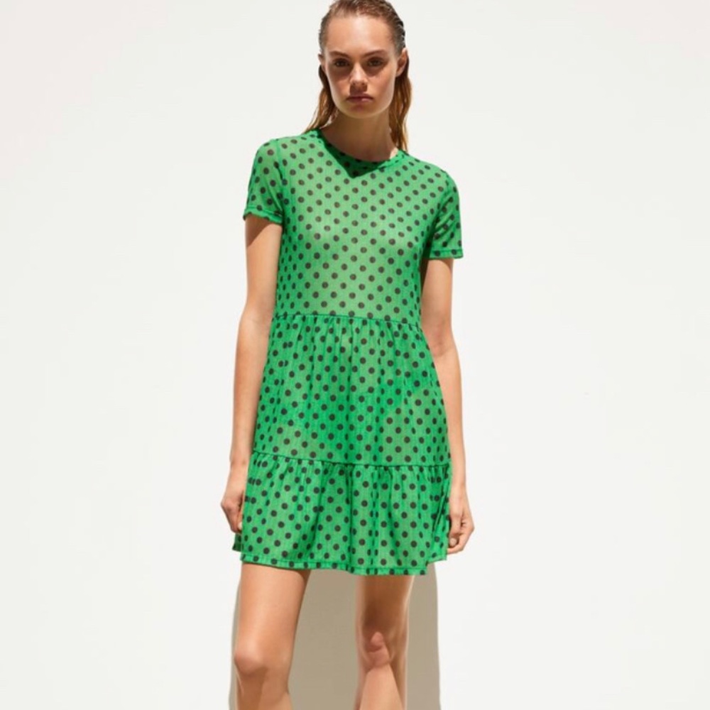 Zara green black dress